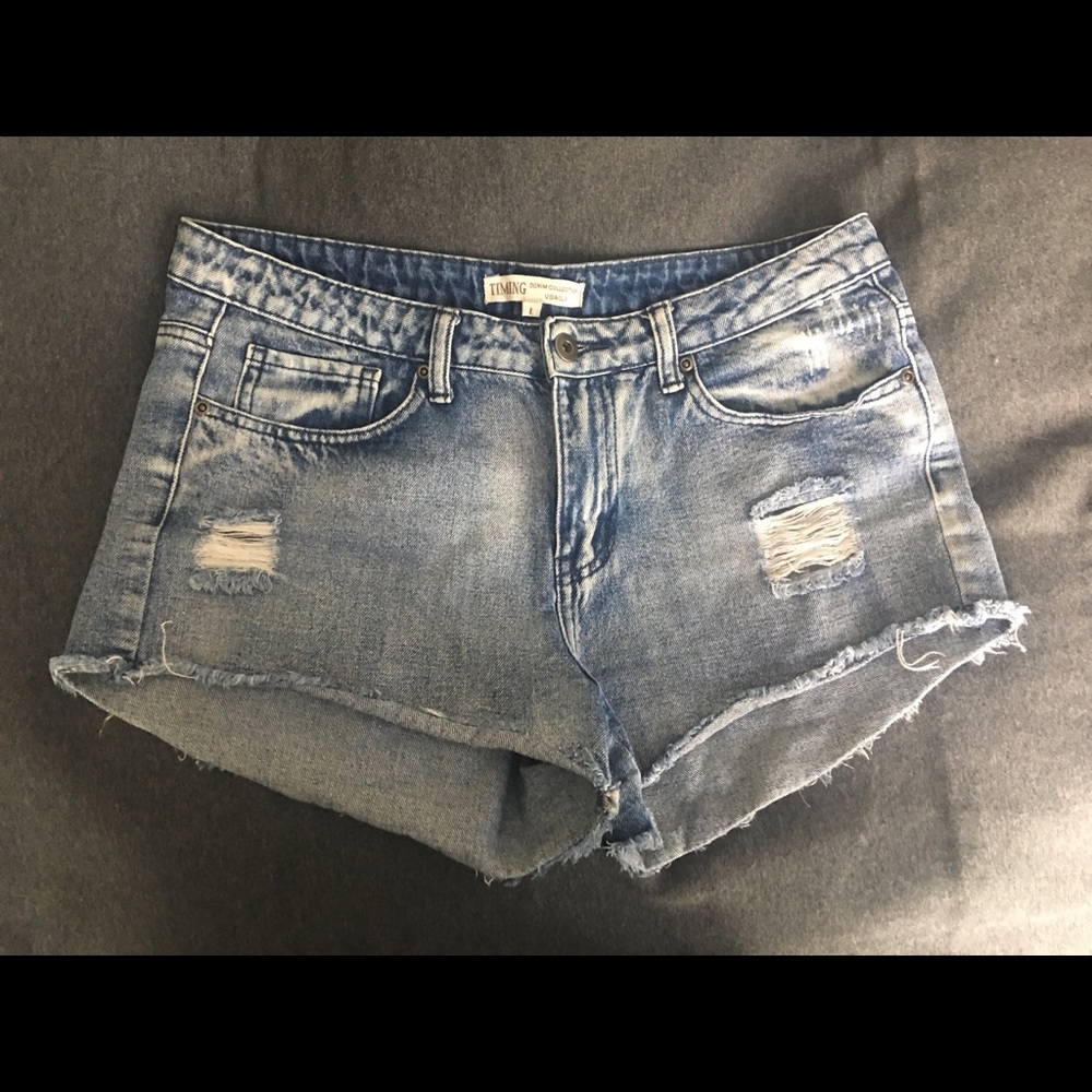 High waisted denim shorts